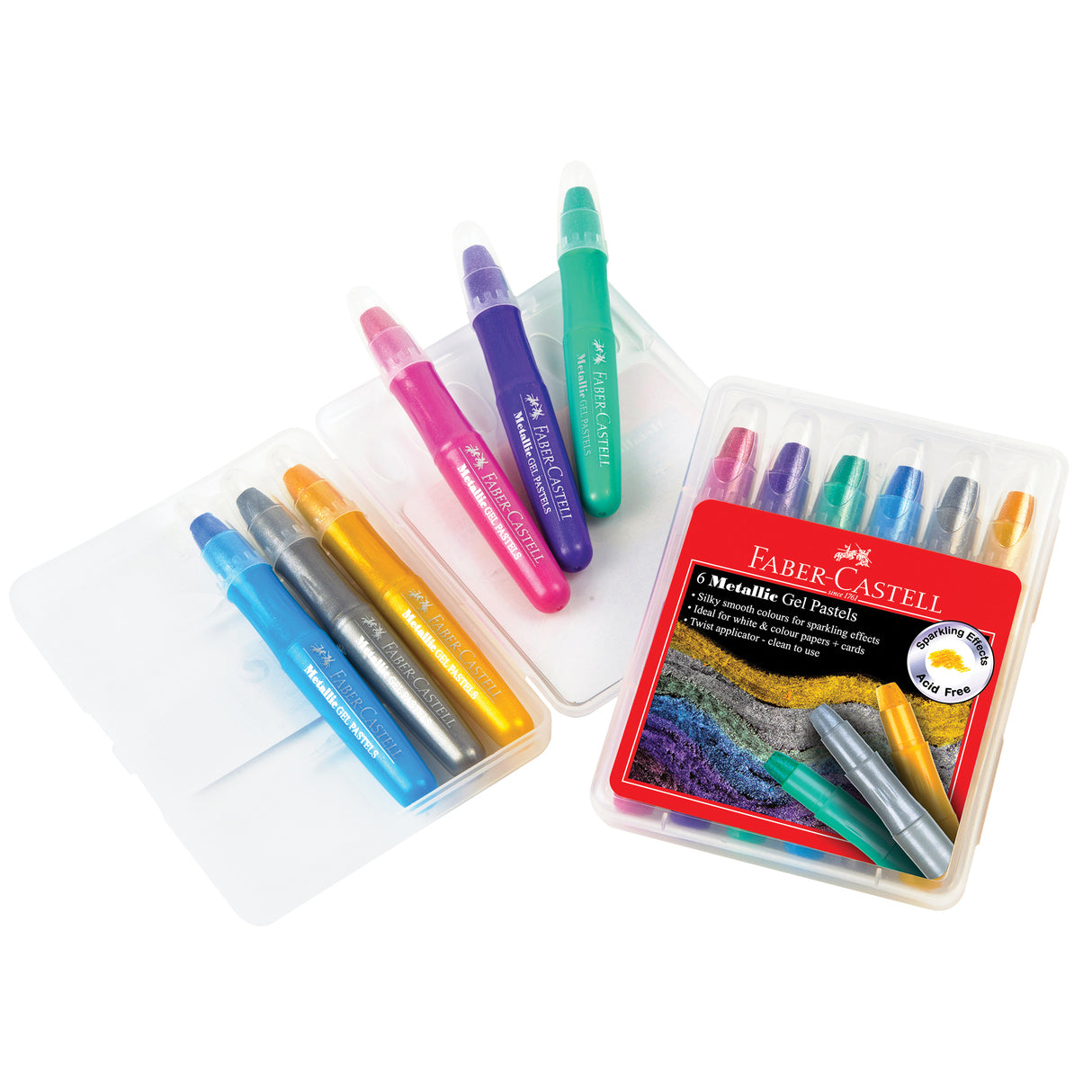 Faber-Castell Watercolour Metallic Gel Pastels Pack of 6 - Zart