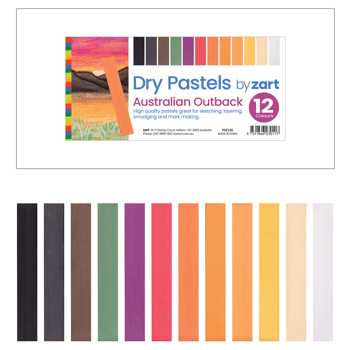 Zart Dry Pastel Australian Outback Pack of 12 - Zart