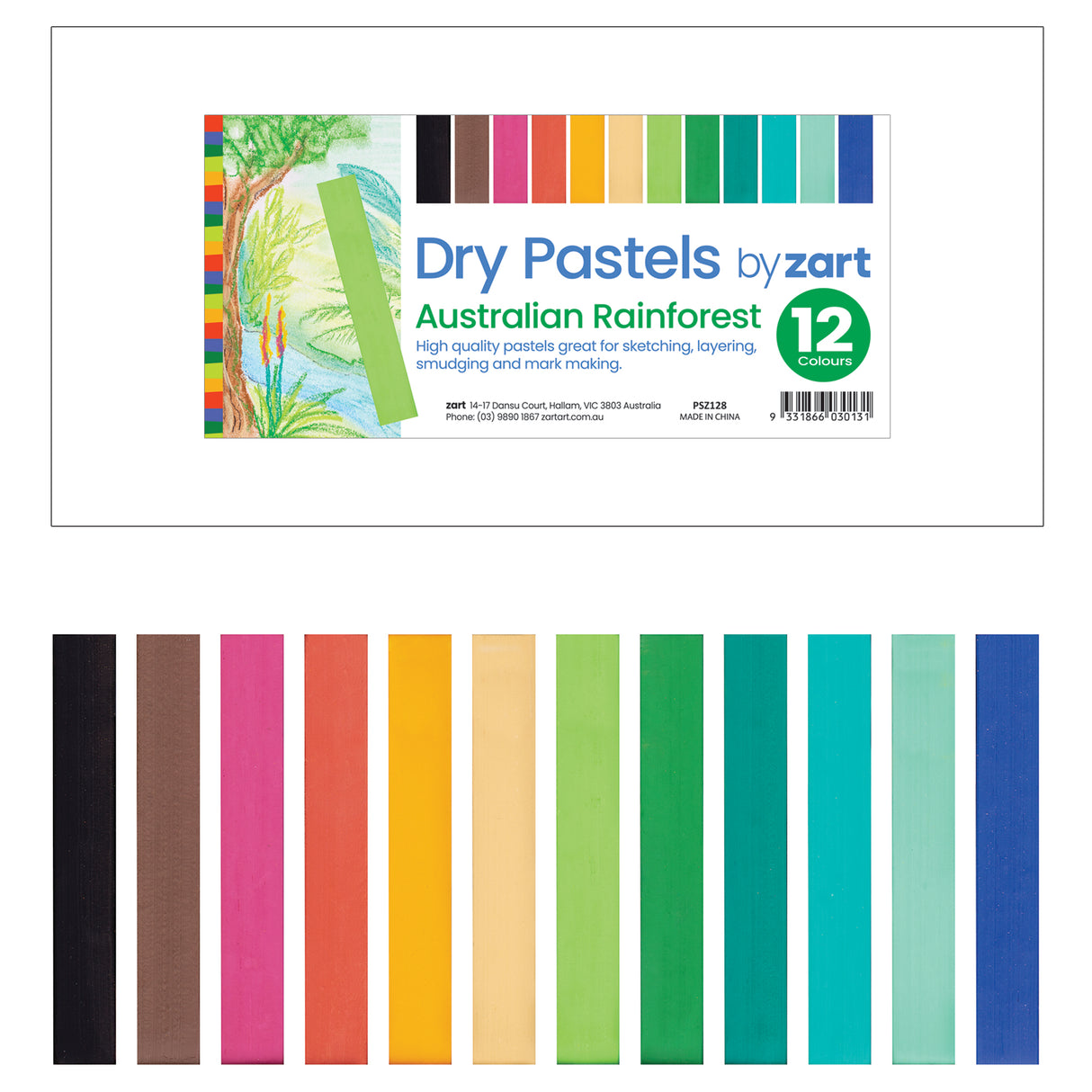 Zart Dry Pastel Australian Rainforest Pack of 12 - Zart