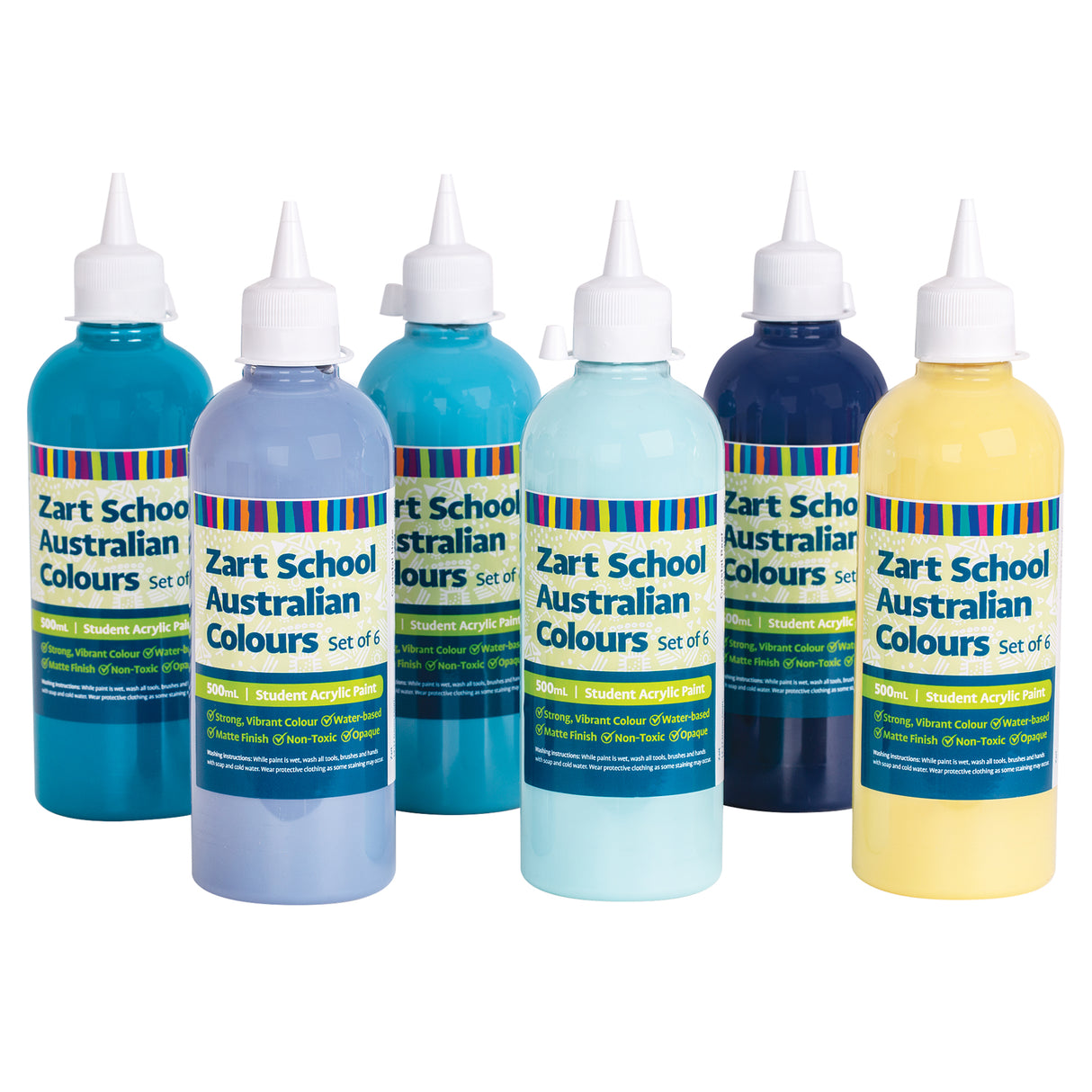 Zart School Australian Colours Acrylic Paint Set of 6 - Zart