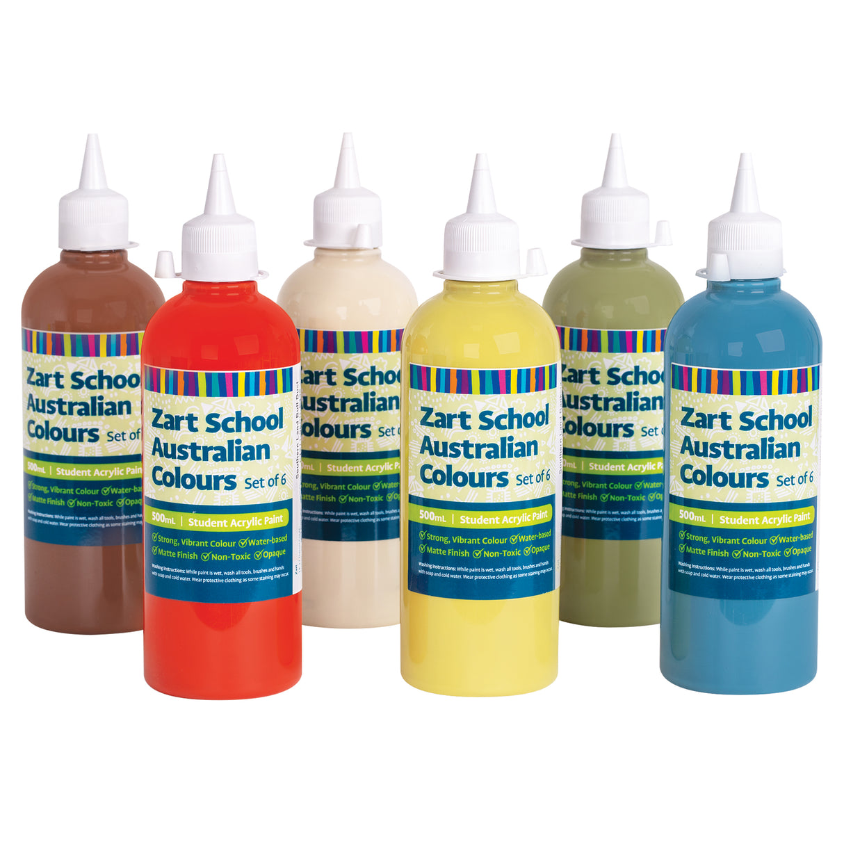Zart School Australian Colours Acrylic Paint Set of 6 - Zart