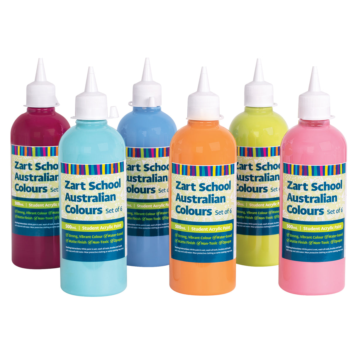 Zart School Australian Colours Acrylic Paint Set of 6 - Zart