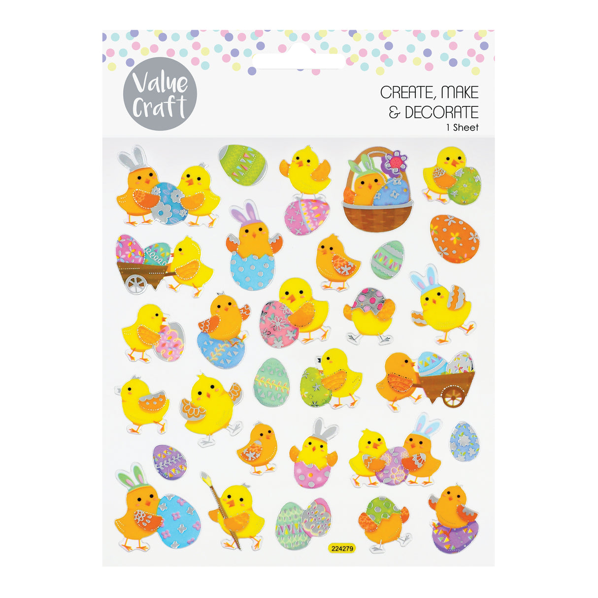 Easter Stickers Chicks & Eggs 30 Pieces - Zart