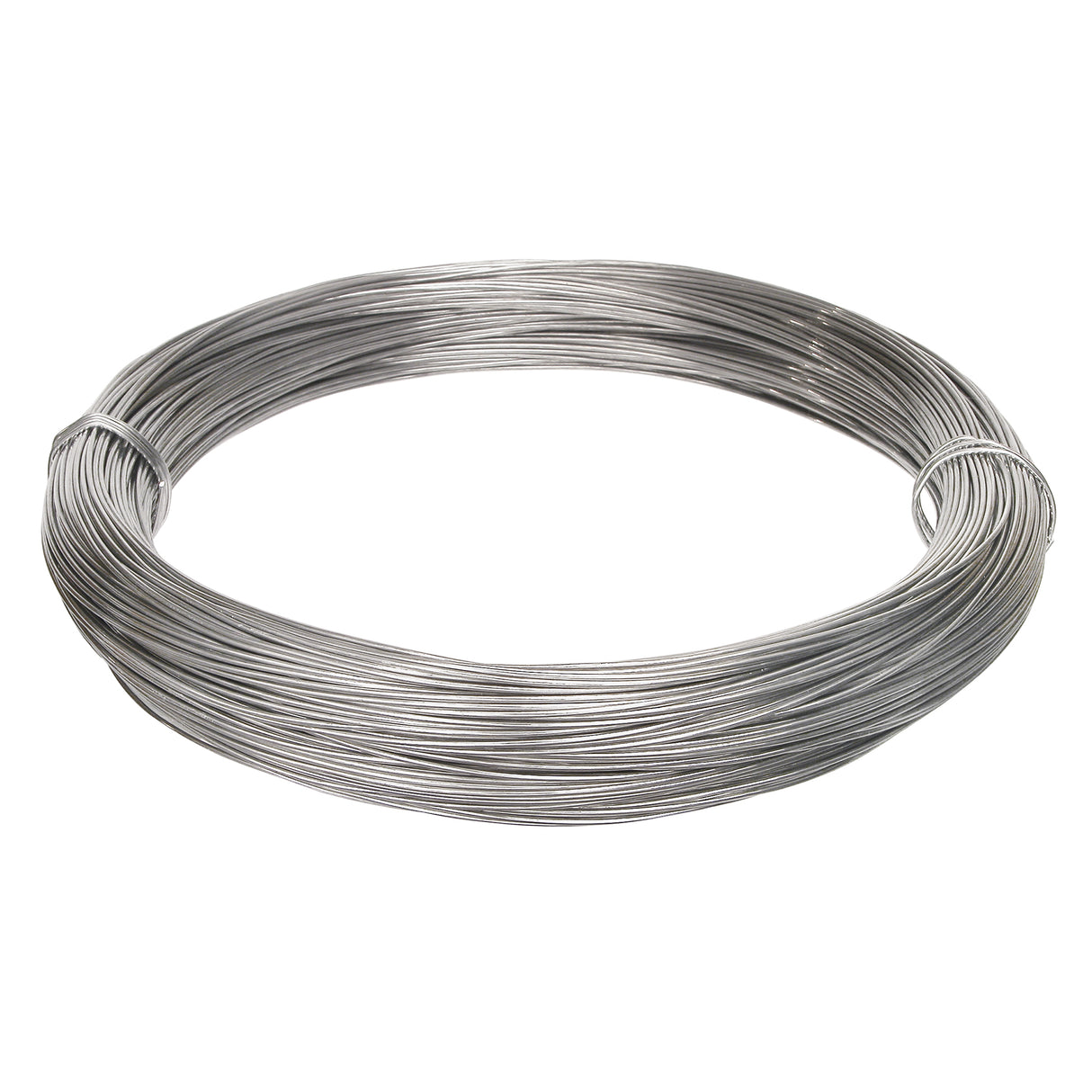 14 Gauge Armature Wire roll shown coiled horizontally on a white background. The silver wire is neatly wound into a compact bundle, displaying its smooth surface, consistent thickness and sturdy yet workable construction.