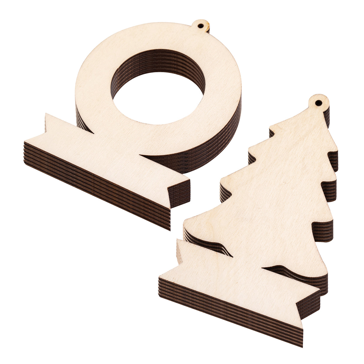 Zart Wooden Wreath and Tree with Banner Pack of 12