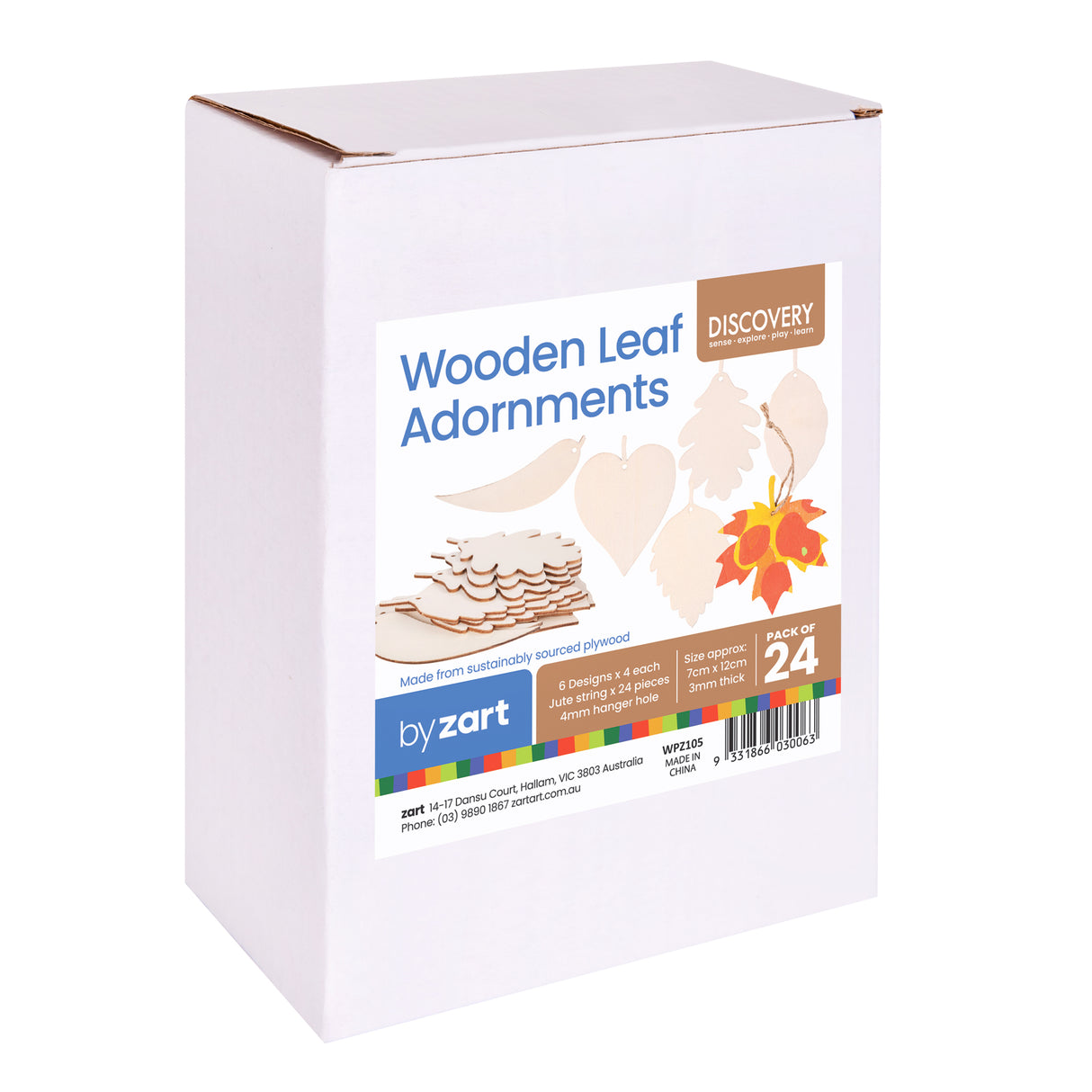 Wooden Leaf Adornments Pack of 24 - Zart