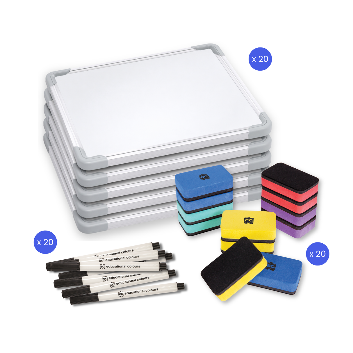 Whiteboard, Marker & Eraser - Kit of 20