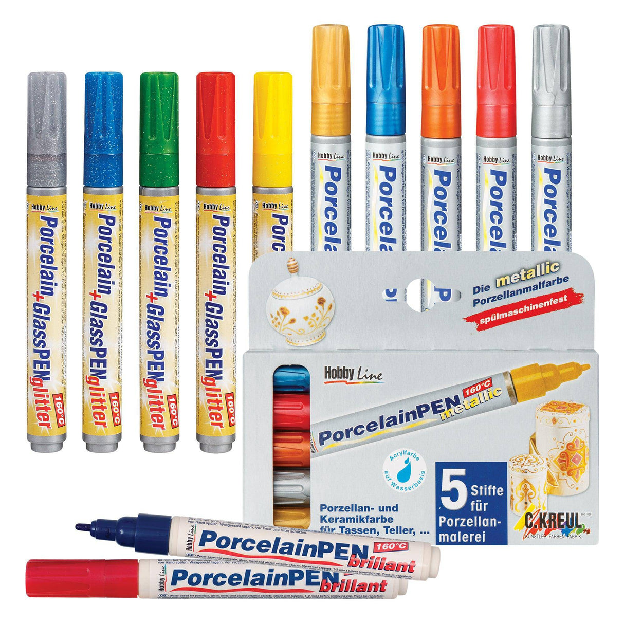 Kreul Porcelain Markers Pack of 5 - Zart