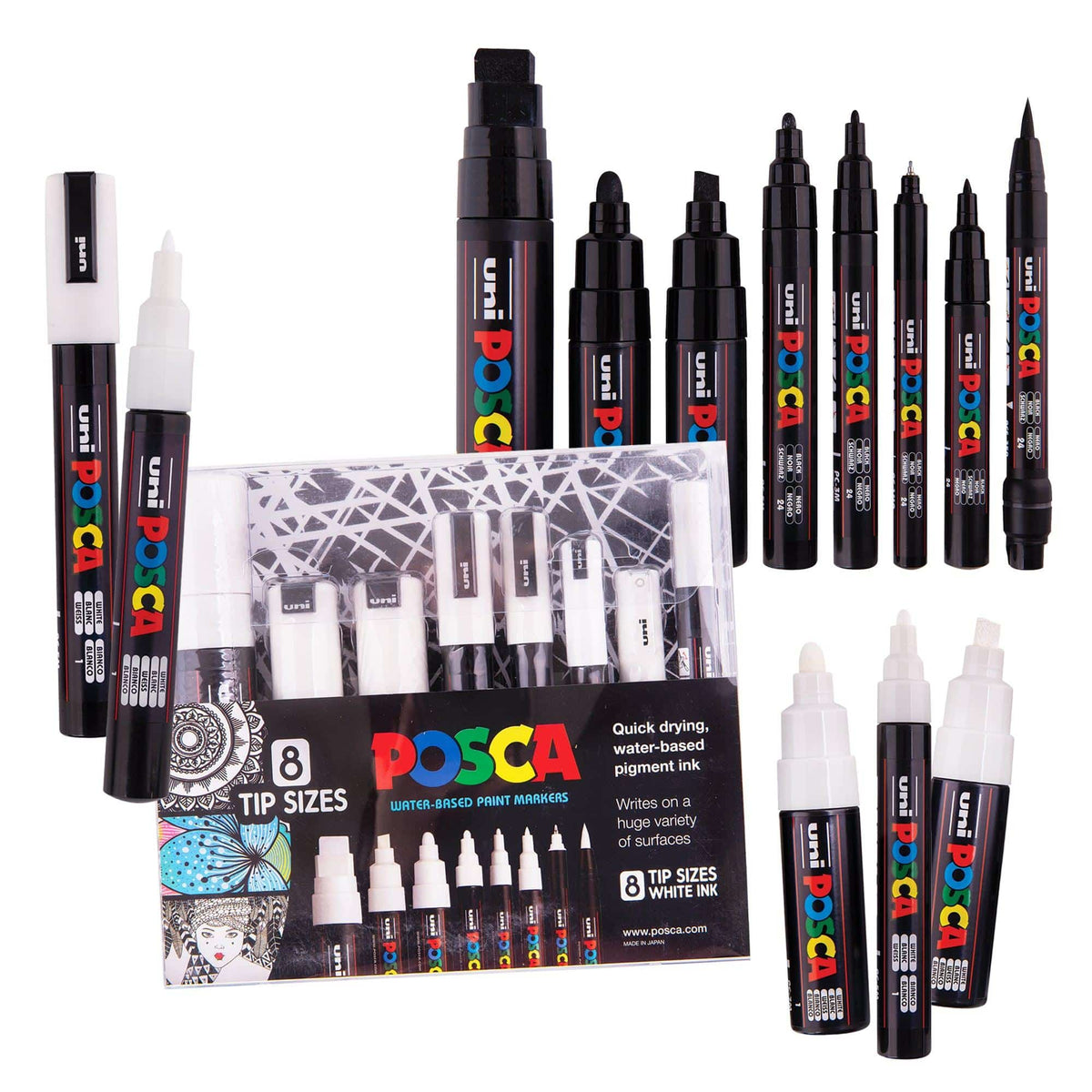 POSCA Markers Assorted Tips Pack of Zart1