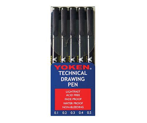 Technical Drawing Pen Assorted Pack of 5 - Zart