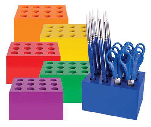 ColourSorts Classroom Organisers by Zart: Scissor and Brush Storage Block Set Pack of 6 - Zart