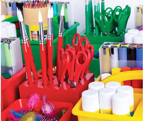 ColourSorts Classroom Organisers by Zart: Scissor and Brush Storage Block Set Pack of 6 - Zart