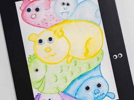 Watercolour Monster Drawing using Abstract Shapes - Zart Art