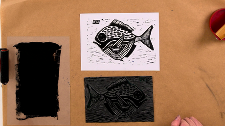 Fish Lino Prints Inspired by Katsushika Hokusai