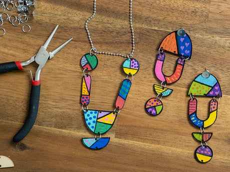 Romero Britto inspired Wooden Jewellery Pieces - Zart Art