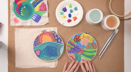 Paint and Stitch Spontaneous Artwork Inspired By Deb McNaughton