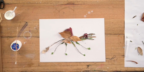 Leaf Lizard Found Collage Inspired By Andy GoldsWorthy