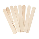 A small bundle of Popstick Natural - Giant wooden craft sticks is fanned across a pale grey background. The oversized popsticks have a smooth unfinished timber surface with rounded ends, visible natural wood grain, and subtle tonal variations ranging from cream to light beige.