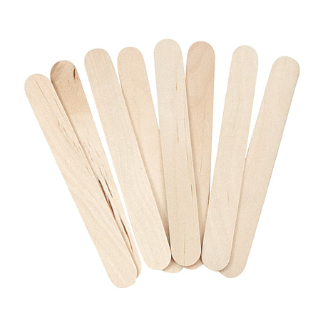 A small bundle of Popstick Natural - Giant wooden craft sticks is fanned across a pale grey background. The oversized popsticks have a smooth unfinished timber surface with rounded ends, visible natural wood grain, and subtle tonal variations ranging from cream to light beige.