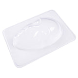 Clear plastic rectangular mould tray with raised relief of a human face in profile, featuring detailed facial features including nose, lips, eyes and forehead. The transparent mould is ideal for creating plaster or papier-mâché masks in art and craft projects.