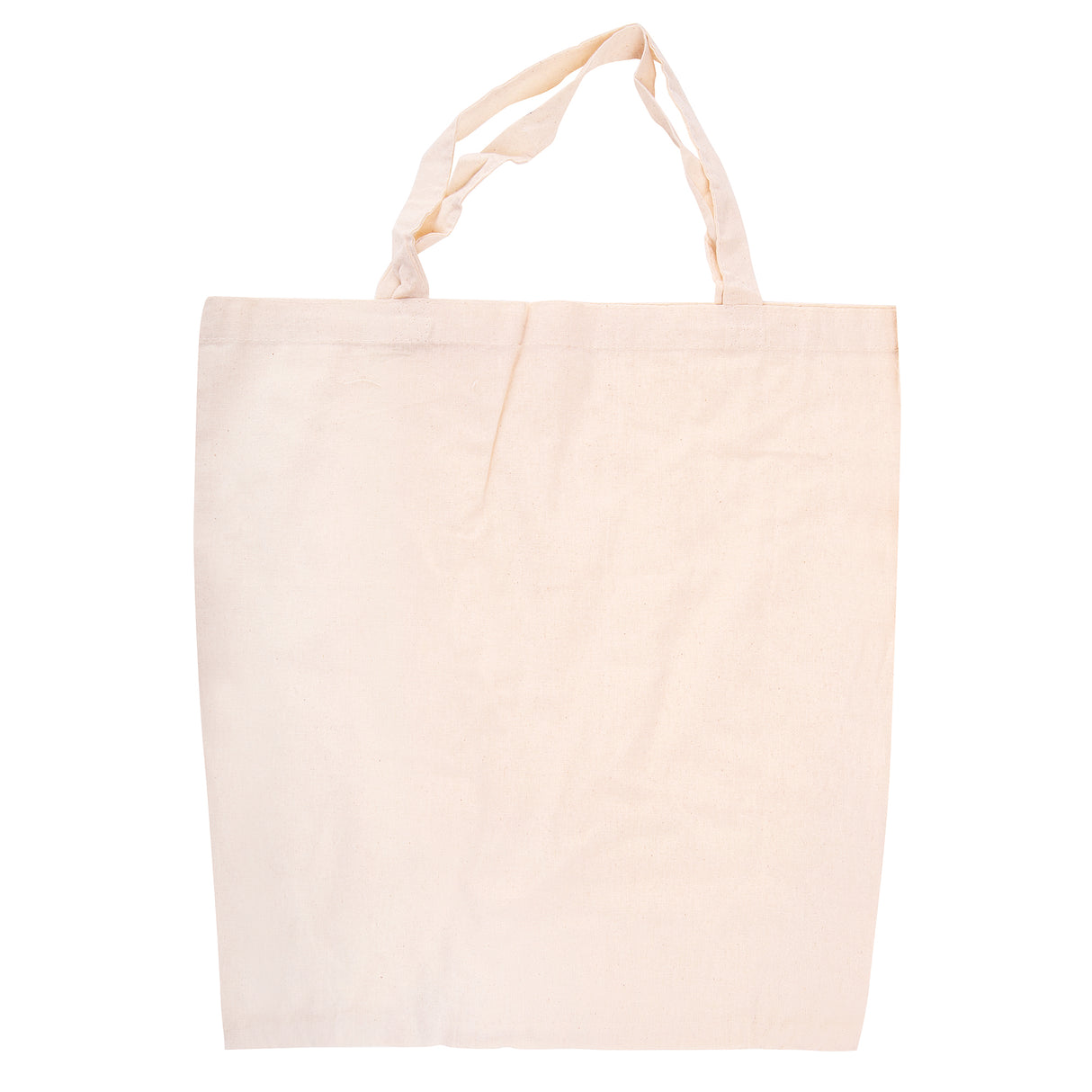 The plain Zart Calico Bag with Handles shown empty, in natural unbleached cotton with sturdy stitched handles and a flat rectangular body, photographed against a white background as a blank base ready for decorating.