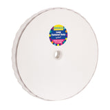Large white roll of Basics Loop Fastener Dots by Zart, shown from above with a central cardboard core and smooth layered edges. The circular roll appears thick and uniform, with a clean matte surface and visible stacked dot layers around the perimeter