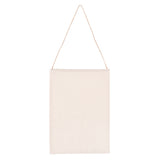 A plain A4 calico banner in natural off-white fabric, hanging from a length of twine looped over a concealed dowel rod at the top. The surface is blank and undecorated, showing the woven texture of the calico. Photographed against a white background.