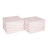 Ceramic Bisque Tile 15.24cm (6") shown as two neat stacks of square white bisque tiles on a plain background. Each tile has a smooth surface with slightly rounded edges, ready for decorating. The stacks display the flat, even thickness and clean square format of the tiles.