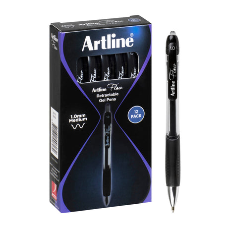 Artline Flow Retractable Ballpoint Pen Black Pack of 12 - Zart