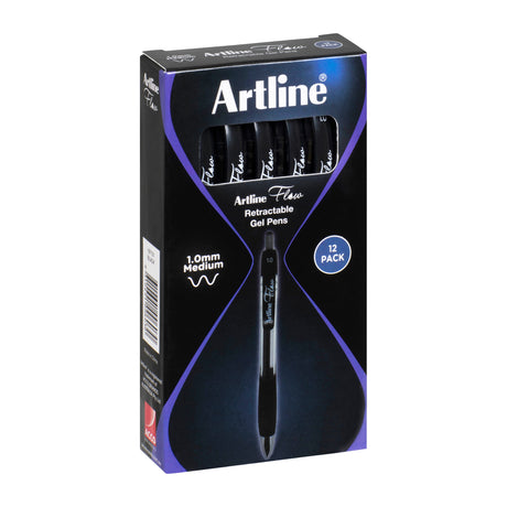 Artline Flow Retractable Ballpoint Pen Black Pack of 12 - Zart