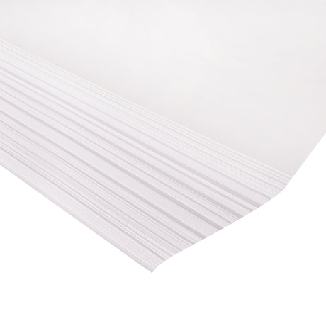 A close-up angled view of stacked White Cardboard A4 (Pasteboard) sheets highlights the crisp white finish and layered edges. The smooth surface and thin yet sturdy 250gsm construction are visible, showing the material’s suitability for cutting, model making, collage and classroom craft activities.