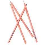Four sharpened Staedtler HB pencils crossed in an X formation, their natural wood barrels tapering to fine, neatly sharpened graphite points, with blue "HB 2" text along each pencil. The hexagonal shafts show a smooth, warm-toned timber finish throughout.