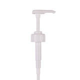 Zart School Colours Paint Pump shown in full against a white background. The white curved lever spout sits above a ribbed screw collar, with a long clear plastic dip tube extending down, tapering slightly before ending in an open tip.