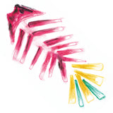 Loose pastel drawing of a fish created with Mungyo dry pastels on white paper. The fish is formed with quick magenta and pink strokes, with darker marks defining the eye and head. Soft dusty edges and visible pigment show the powdery texture and blendable colour of dry pastel.