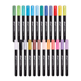 Street Paint Markers by Zart displayed in two rows of twelve, showing a broad colour range from greens, blues and teals to reds, yellows, pinks, purples, browns, black, white and silver. Each marker has a black barrel with a coloured cap and bullet tip, ready for waterbased paint marking.