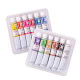 Two clear plastic trays hold tubes of Art Spectrum Artists’ Gouache arranged diagonally. Visible colours include Primary Yellow, Orange, Primary Red, Poster Red, Primary Blue, Ultramarine, Violet, Middle Green, Yellow Ochre, Burnt Sienna, Black and White, each labelled 22.5 ml.