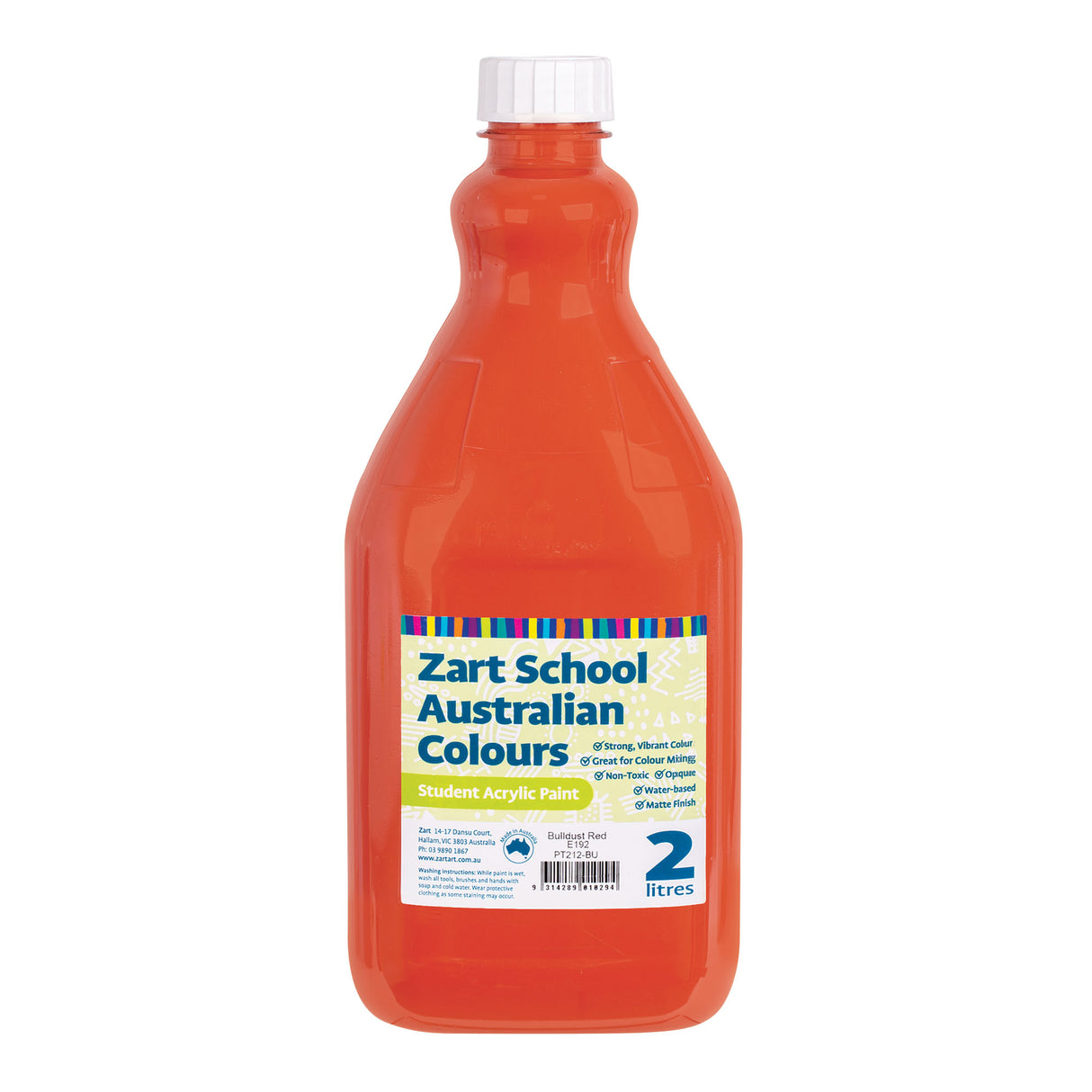 Zart School Australian Colours Acrylic Paint 2L Pack of 6 - Zart