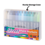 Set of Street Paint Markers packaged in a sturdy frosted plastic storage case. The markers are visible through the semi-transparent lid, and the label shows the 24 assorted colours included.
