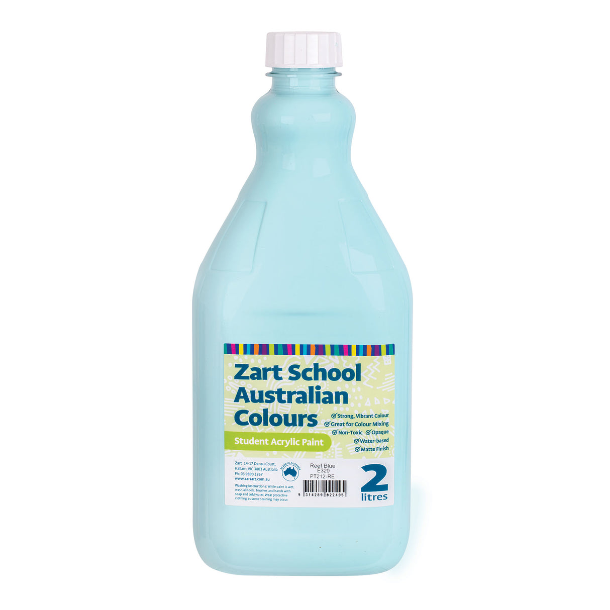 Zart School Australian Colours Acrylic Paint 2L Pack of 6 - Zart