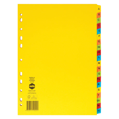 Marbig Manilla Bright Dividers A-Z Tab A4 - Zart