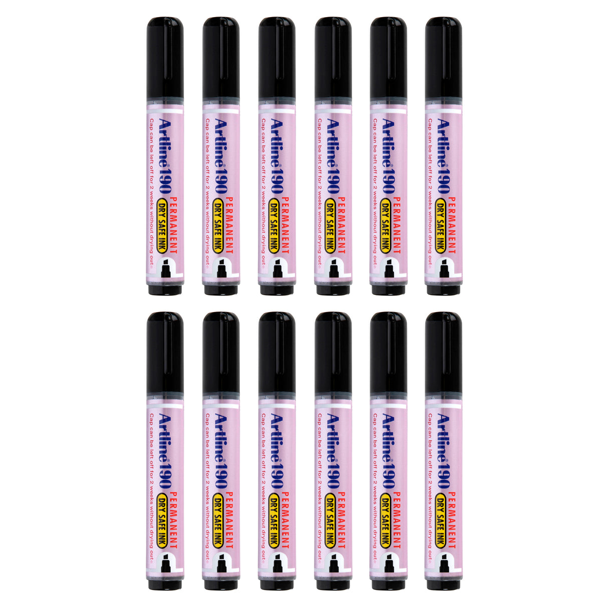 Artline 190 Dry Safe Permanent Marker Black Pack of 12 - Zart