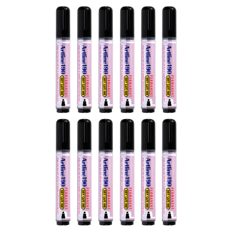 Artline 190 Dry Safe Permanent Marker Black Pack of 12 - Zart