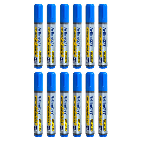 Artline 577 Whiteboard Markers Blue Pack of 12 - Zart