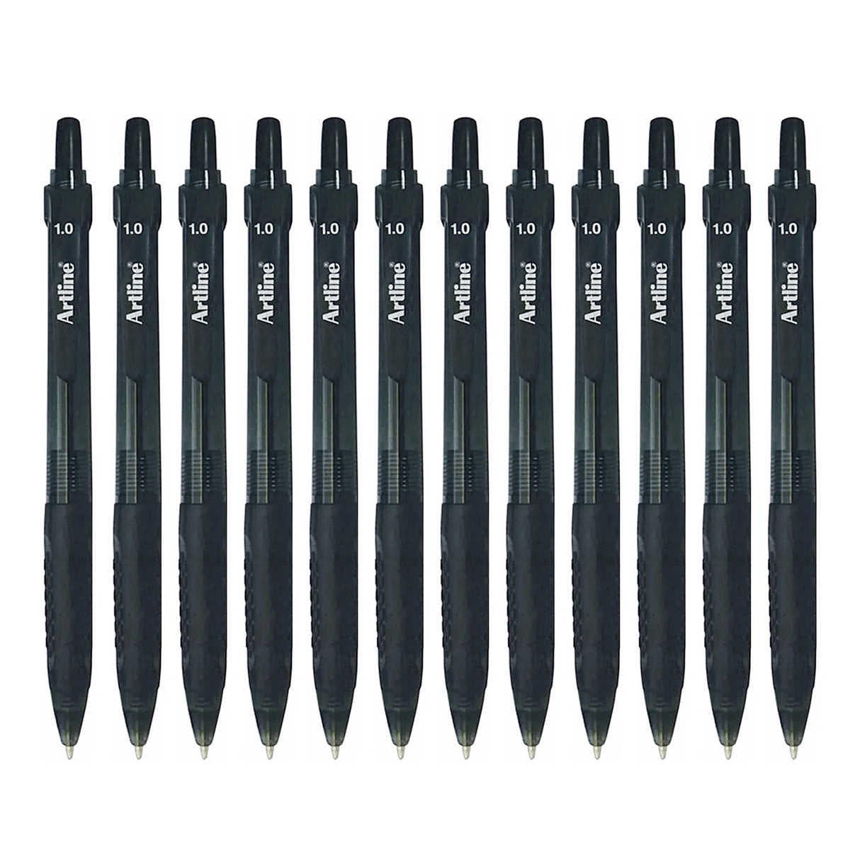 Artline Ikonic Retractable Grip Ballpoint Pen Black Pack of 12 - Zart