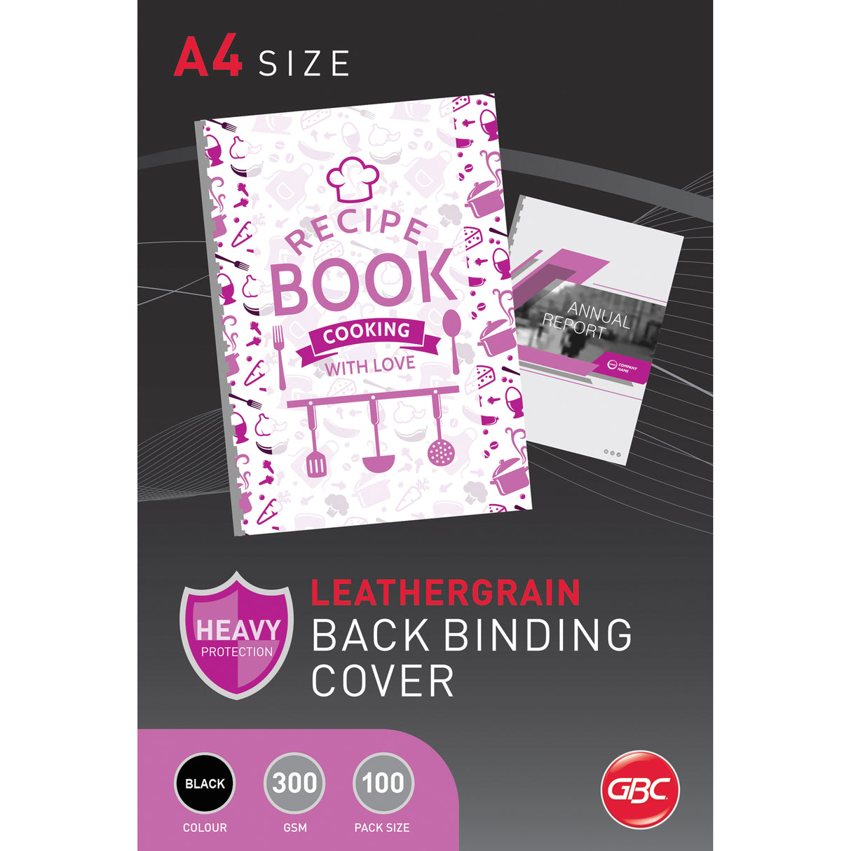 GBC Binding Covers Leathergrain Black 300gsm A4 Pack of 100 - Zart