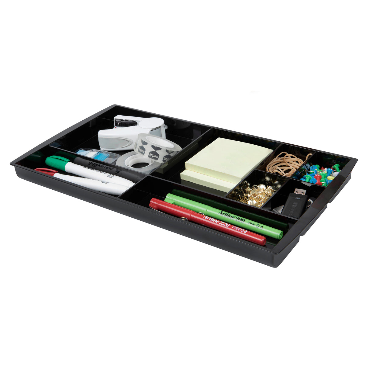 Esselte Nouveau Drawer Tidy Tray (365 x 195 x 27 mm) Black 8 compartment - Zart