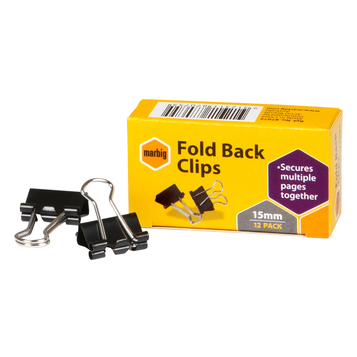 Marbig Fold Back Clips Box 12 - Zart