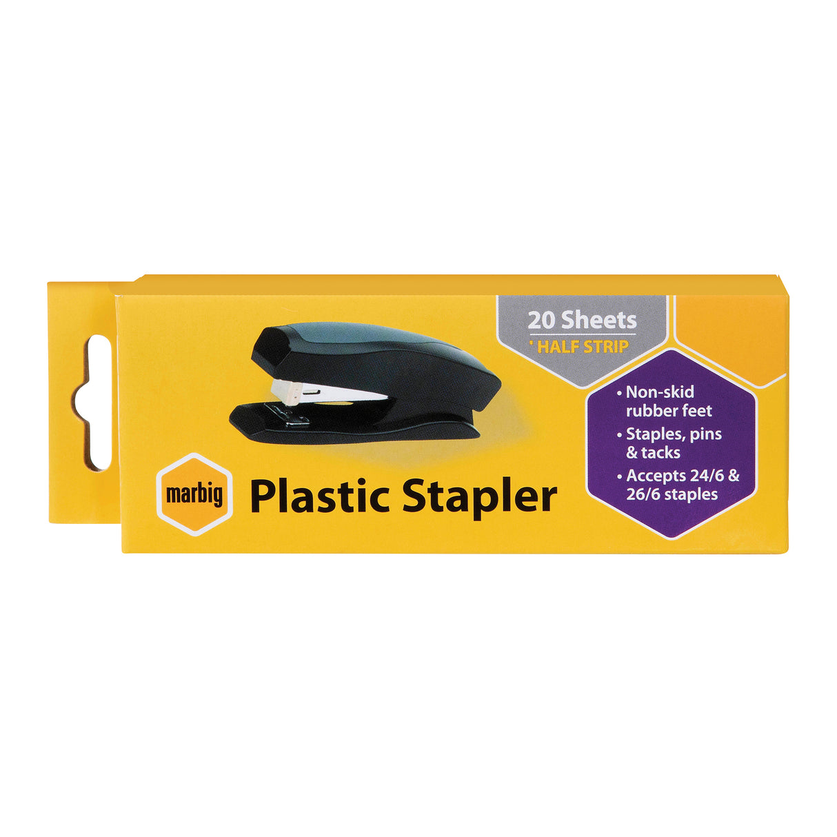 Marbig Halfstrip Plastic Desktop Stapler Black - Zart