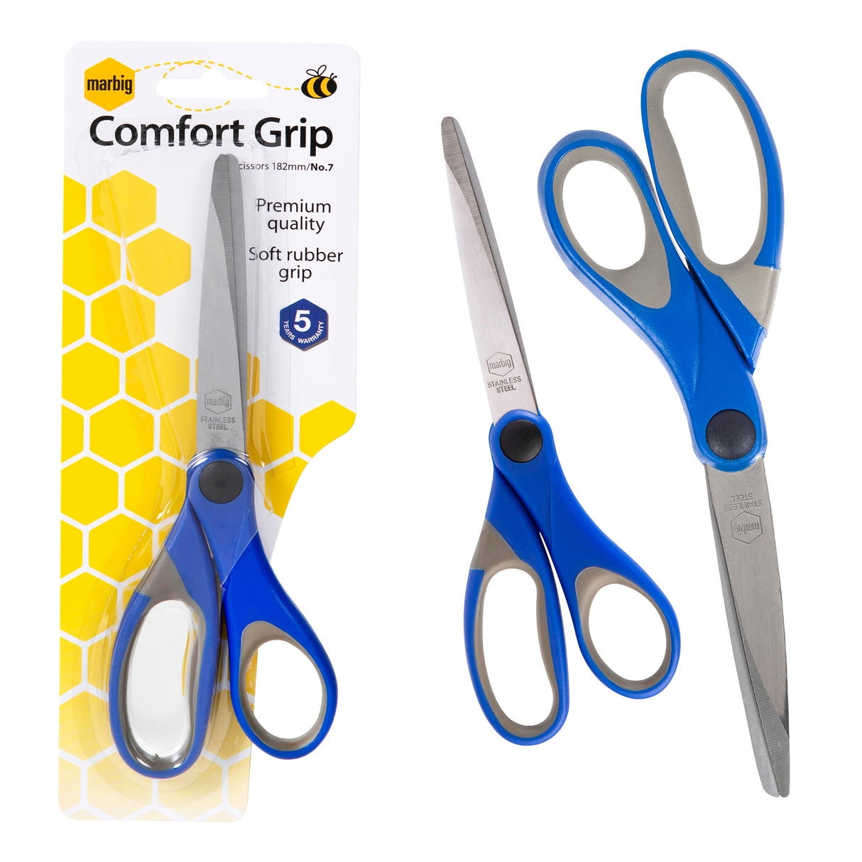Marbig Scissors Comfort Grip Blue/Grey - Zart