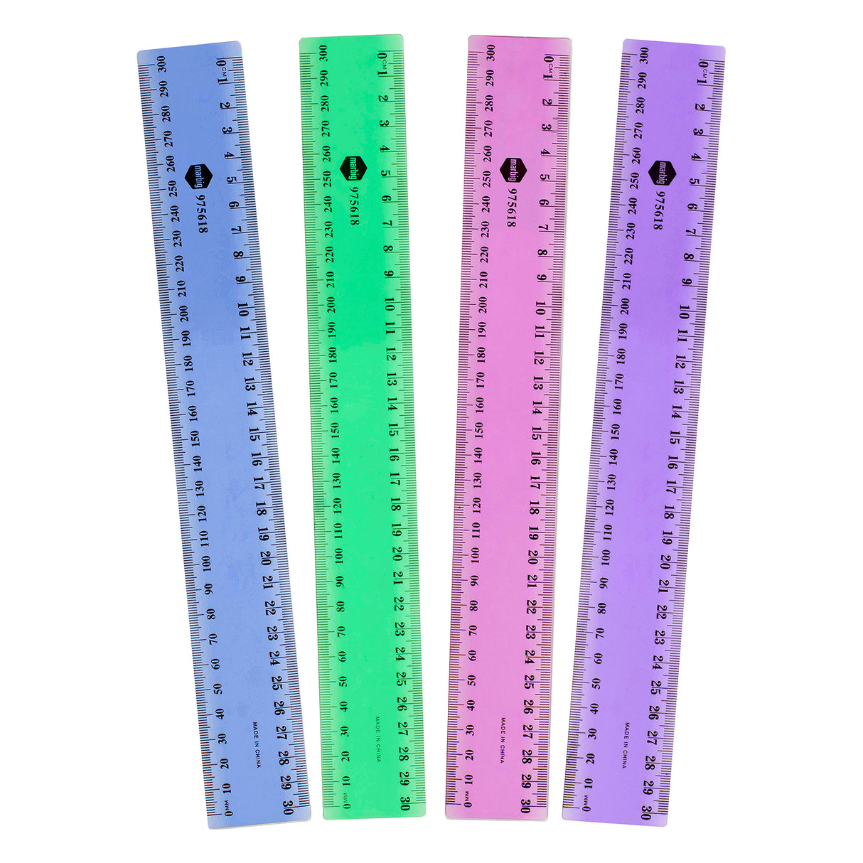 Marbig Plastic Ruler 30cm Metric Asst Fluroscent Colours - Zart